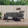 vidaXL, vidaXL 3-tlg. Garten-Lounge-Set mit Kissen Dunkelgrau Poly Rattan