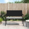 vidaXL, vidaXL Gartenbank 2-Sitzer mit Kissen Schwarz Poly Rattan