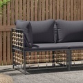 vidaXL, vidaXL Garten-Ecksofa mit Dunkelgrauen Kissen Poly Rattan
