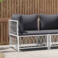 vidaXL, vidaXL Garten-Ecksofa mit Kissen Weiß Gewebe