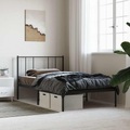 vidaXL, vidaXL Bettgestell mit Kopfteil Metall Schwarz 75x190 cm