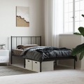 vidaXL, vidaXL Bettgestell mit Kopfteil Metall Schwarz 107x203 cm