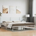 vidaXL, vidaXL Bettgestell mit Kopfteil Metall Weiß 180x200 cm