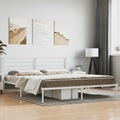 vidaXL, vidaXL Bettgestell mit Kopfteil Metall Weiß 200x200 cm