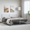 vidaXL, vidaXL Bettgestell mit Kopf- und Fußteil Metall Weiß 183x213 cm