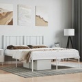 vidaXL, vidaXL Bettgestell mit Kopfteil Metall Weiß 160x200 cm