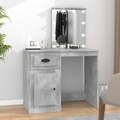 vidaXL, vidaXL Schminktisch mit LEDs Betongrau 90x50x132,5 cm Holzwerkstoff