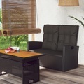 vidaXL, vidaXL Gartenbank mit Liegefunktion & Kissen Schwarz 118cm Poly Rattan