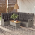 vidaXL, vidaXL Ecksofa mit Liegefunktion und Kissen Grau Poly Rattan