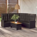 vidaXL, vidaXL Ecksofa mit Liegefunktion und Kissen Schwarz Poly Rattan