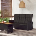 vidaXL, vidaXL Gartenbank mit Liegefunktion & Kissen Schwarz 173cm Poly Rattan