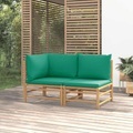 vidaXL, vidaXL 2-tlg. Garten-Lounge-Set mit Grünen Kissen Bambus