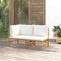 vidaXL, vidaXL 2-tlg. Garten-Lounge-Set mit Cremeweißen Kissen Bambus