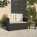 vidaXL, vidaXL Gartenbank mit Kissen Schwarz 105 cm Poly Rattan