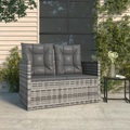 vidaXL, vidaXL Gartenbank mit Kissen Grau 105 cm Poly Rattan