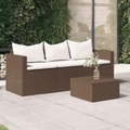 vidaXL, vidaXL Gartensofa 3-Sitzer mit Kissen Braun Poly Rattan