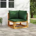 vidaXL, vidaXL Modular-Ecksofa mit Grünen Kissen Massivholz Akazie