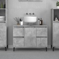 vidaXL, vidaXL Waschbeckenunterschrank Betongrau 80x33x60 cm Holzwerkstoff