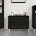 vidaXL, vidaXL Waschbeckenunterschrank Schwarz 80x33x60 cm Holzwerkstoff