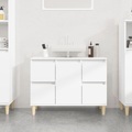 vidaXL, vidaXL Waschbeckenunterschrank Hochglanz-Weiß 80x33x60cm Holzwerkstoff