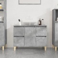 vidaXL, vidaXL Waschbeckenunterschrank Betongrau 80x33x60 cm Holzwerkstoff