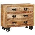 vidaXL, vidaXL Sideboard mit 3 Schubladen 80x30x65 cm Massives Raues Mangoholz