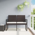 vidaXL, vidaXL Gartenbank 2-Sitzer mit Kissen Braun PP-Rattan