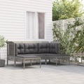 vidaXL, vidaXL 5-tlg. Garten-Lounge-Set mit Kissen Grau Poly Rattan