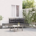 vidaXL, vidaXL 4-tlg. Garten-Lounge-Set mit Kissen Grau Poly Rattan