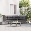 vidaXL, vidaXL 4-tlg. Garten-Lounge-Set mit Kissen Grau Poly Rattan