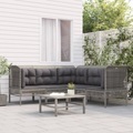 vidaXL, vidaXL 5-tlg. Garten-Lounge-Set mit Kissen Grau Poly Rattan