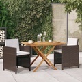 vidaXL, vidaXL 3-tlg. Garten-Essgruppe mit Kissen Braun