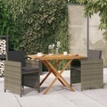 vidaXL, vidaXL 3-tlg. Garten-Essgruppe mit Kissen Grau