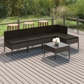 vidaXL, vidaXL 6-tlg. Garten-Lounge-Set mit Auflagen Poly Rattan Grau