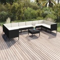 vidaXL, vidaXL 11-tlg. Garten-Lounge-Set mit Auflagen Poly Rattan Schwarz