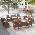vidaXL, vidaXL 16-tlg. Garten-Lounge-Set mit Auflagen Poly Rattan Braun