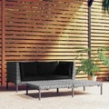 vidaXL, vidaXL 3-tlg. Garten-Lounge-Set Dunkelgrau Halbrundes Poly Rattan