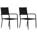 vidaXL, vidaXL Garten-Essstühle 2 Stk. Stapelbar Schwarz Poly Rattan