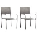 vidaXL, vidaXL Garten-Essstühle 2 Stk. Stapelbar Grau Polyrattan