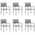 vidaXL, vidaXL Garten-Essstühle 6 Stk. Stapelbar Grau Polyrattan