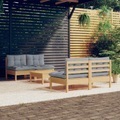 vidaXL, vidaXL 5-tlg. Garten-Lounge-Set mit Grauen Kissen Kiefernholz