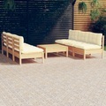 vidaXL, vidaXL 7-tlg. Garten-Lounge-Set mit Creme Kissen Kiefernholz