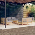 vidaXL, vidaXL 9-tlg. Garten-Lounge-Set mit Grauen Kissen Kiefernholz