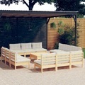 vidaXL, vidaXL 13-tlg. Garten-Lounge-Set mit Creme Kissen Kiefernholz
