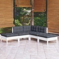 vidaXL, vidaXL 5-tlg. Garten-Lounge-Set mit Kissen Weiß Kiefernholz
