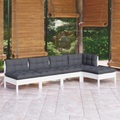 vidaXL, vidaXL 5-tlg. Garten-Lounge-Set mit Kissen Weiß Kiefernholz