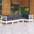 vidaXL, vidaXL 5-tlg. Garten-Lounge-Set mit Kissen Weiß Kiefernholz