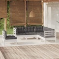 vidaXL, vidaXL 5-tlg. Garten-Lounge-Set mit Kissen Weiß Kiefernholz