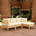 vidaXL, vidaXL 4-tlg. Garten-Lounge-Set mit Creme Kissen Kiefernholz