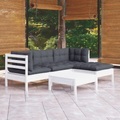 vidaXL, vidaXL 5-tlg. Garten-Lounge-Set mit Kissen Weiß Kiefernholz